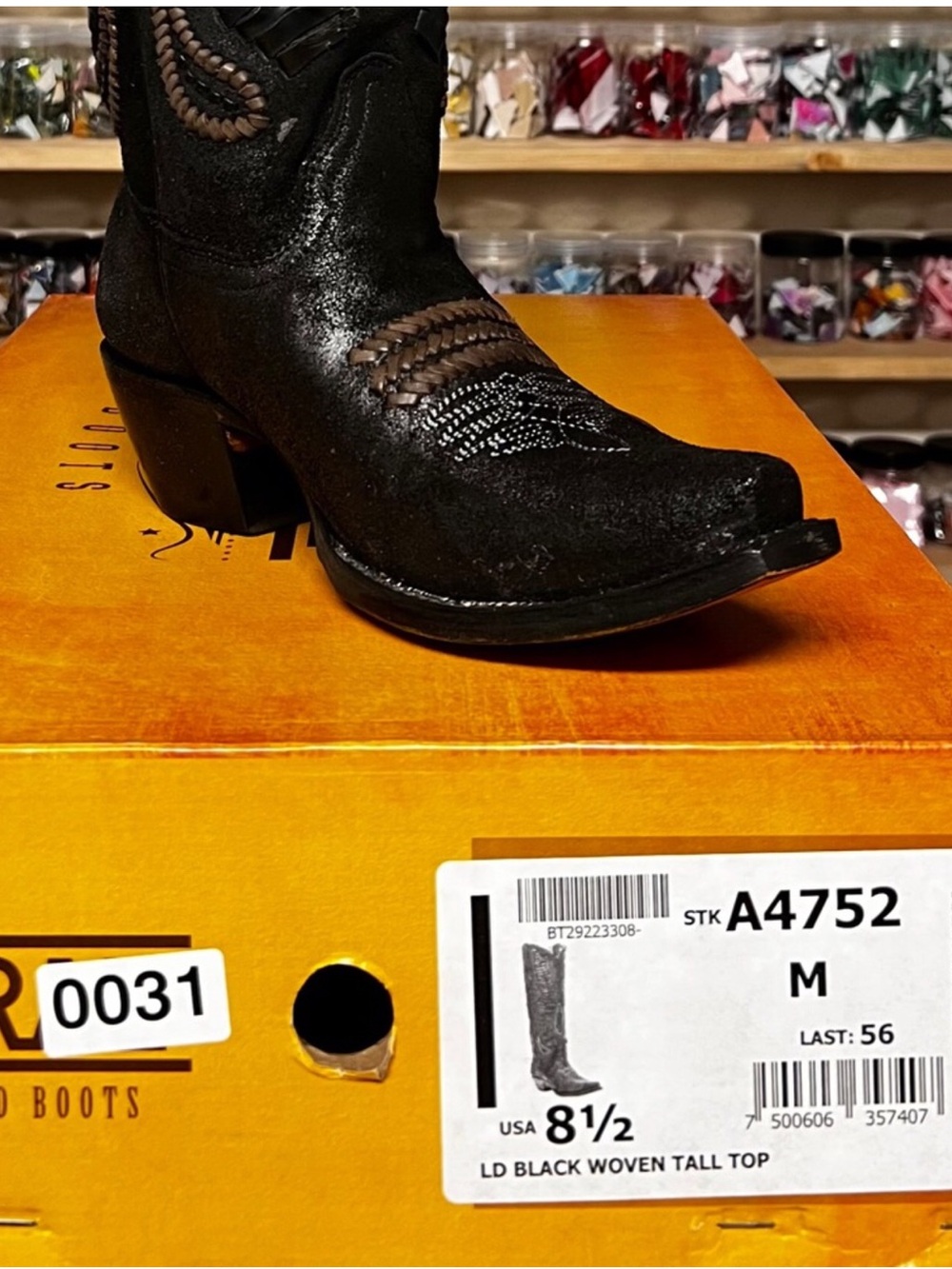 NWT Corral Women's Black Floral Embroidery Snip Toe Tall Top Cowboy Boots - Picture 5 of 8